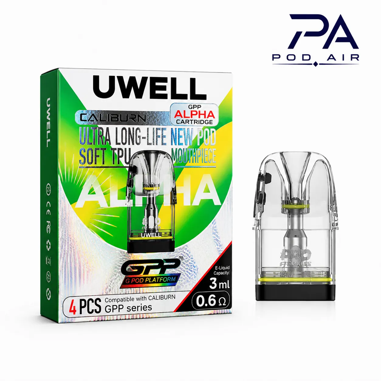کارتریج یوول کالیبرن جی پی پی آلفا 3 میل UWELL CALIBURN GPP ALPHA CARTRIDGE 3ML New