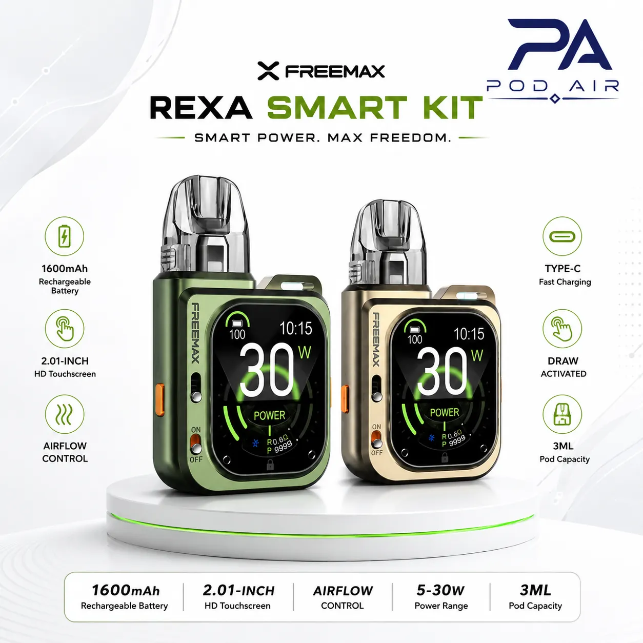 پادسیستم فریمکس رکسا اسمارت پرقدرت | Freemax Rexa Smart Pod Kit